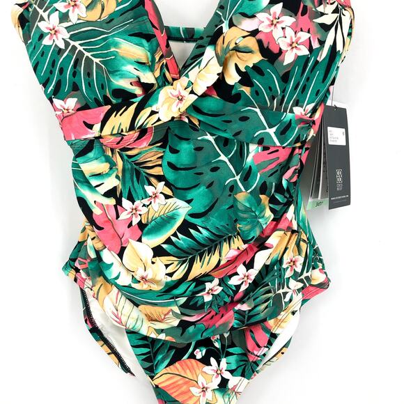 COCO REEF Enrapture One Piece 34DD Green Passion Flower Bra Sized Underwire NWT - Picture 5 of 13